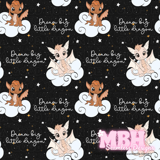 Dream Big Little Dragon ASSORTED COLORWAYS Seamless Pattern