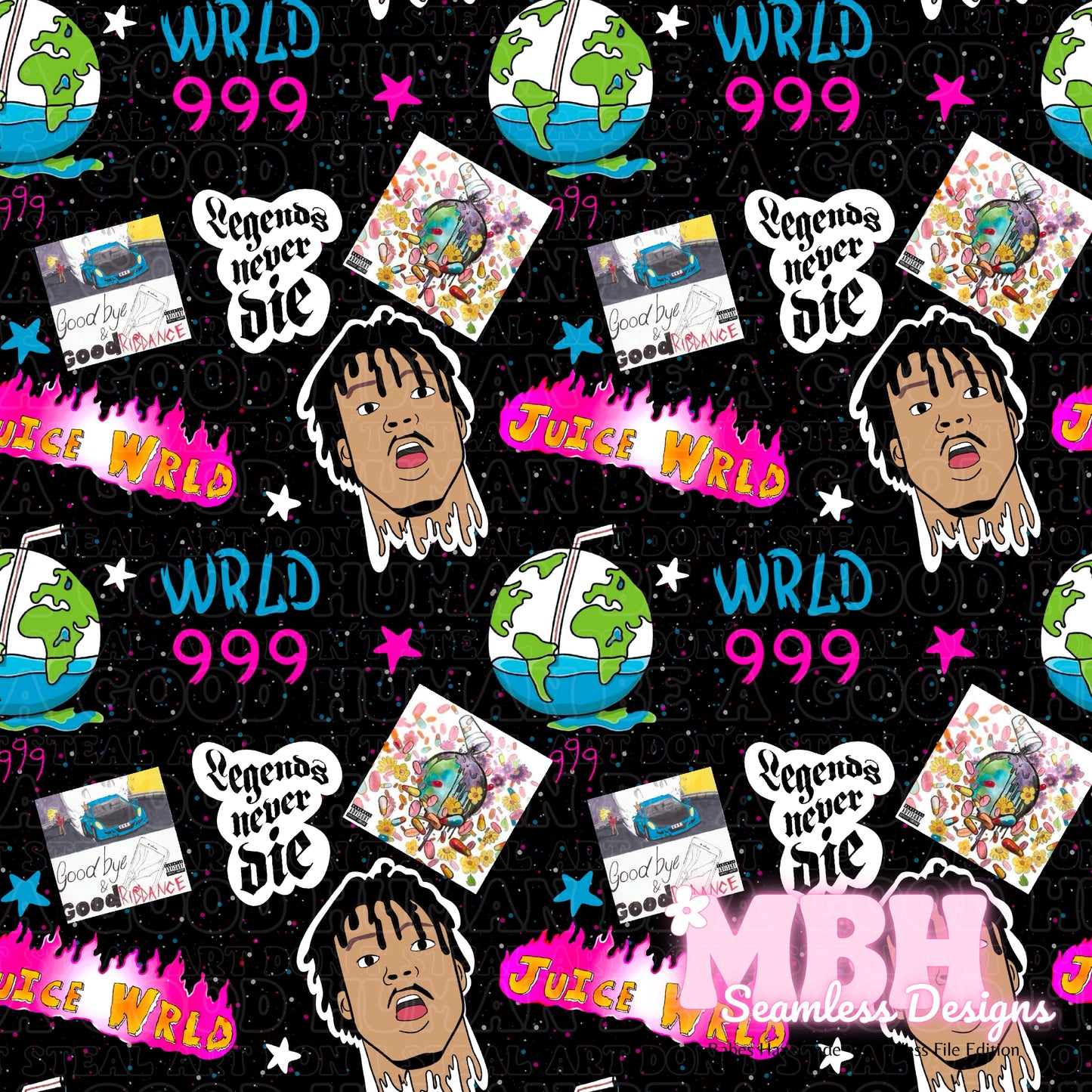 Juice Wrld Seamless Pattern