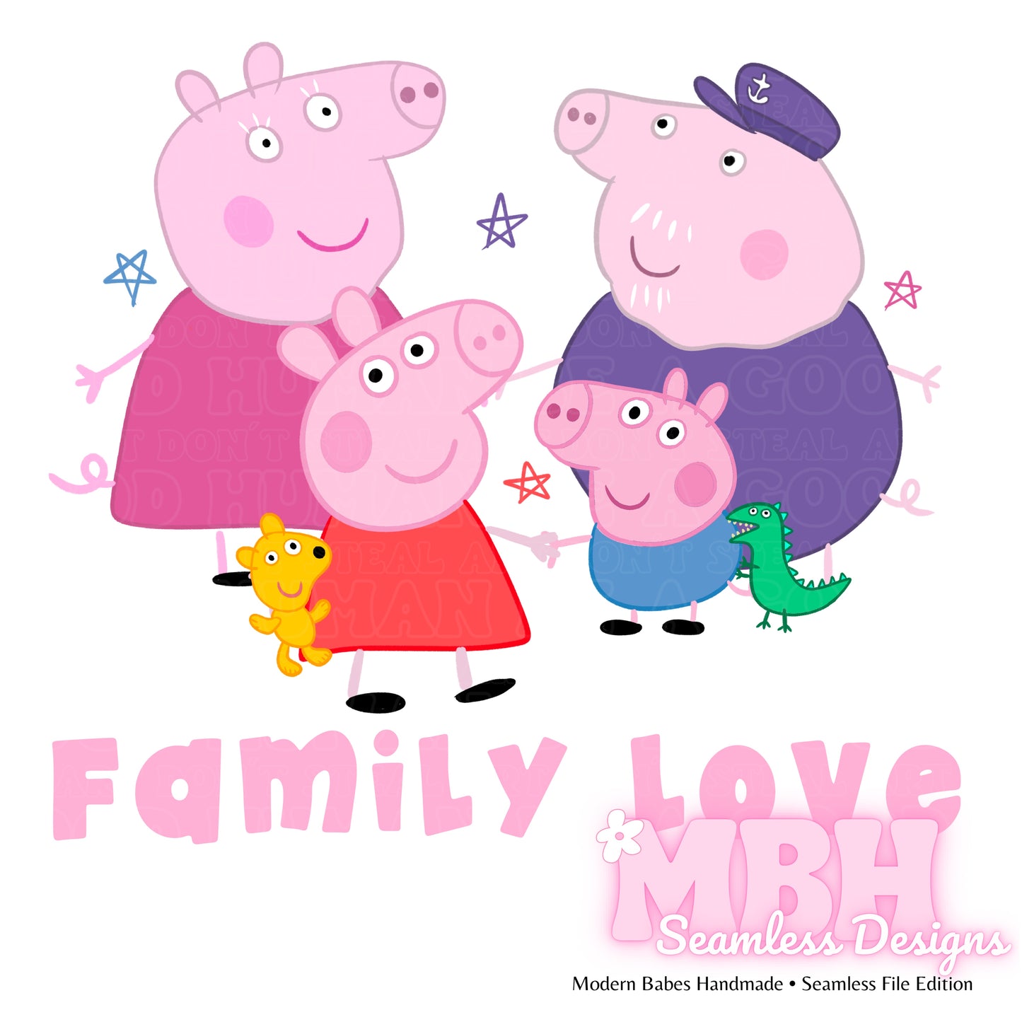 Starry Peppa & Family Seamless Pattern