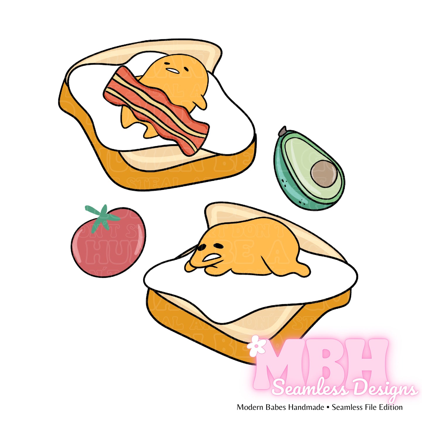 Gudetama Toast Seamless Pattern MULTIPLE COLORWAYS