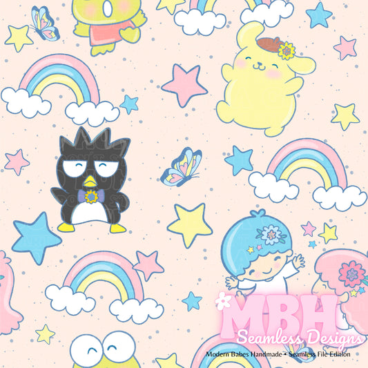 Starry Rainbow Sanrio & Friends Seamless Pattern MULTIPLE COLORWAYS