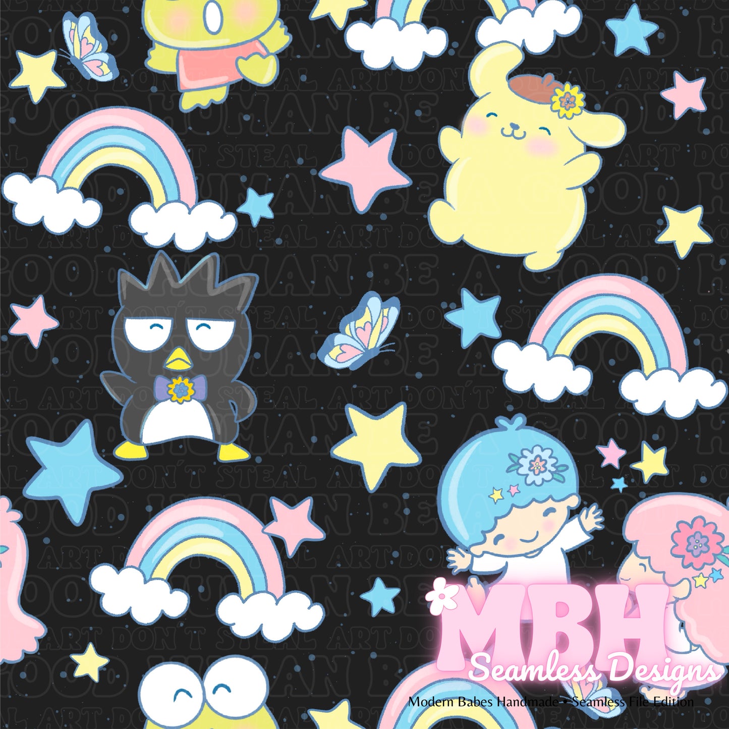 Starry Rainbow Sanrio & Friends Seamless Pattern MULTIPLE COLORWAYS