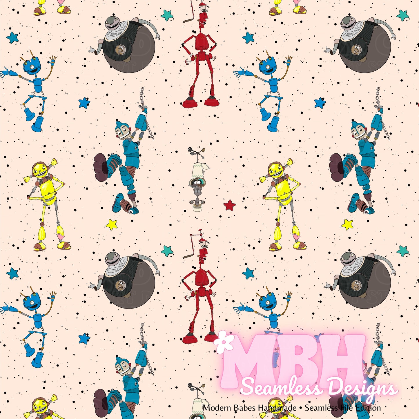 Robots Starry Spex ASSORTED COLORWAYS Seamless Pattern