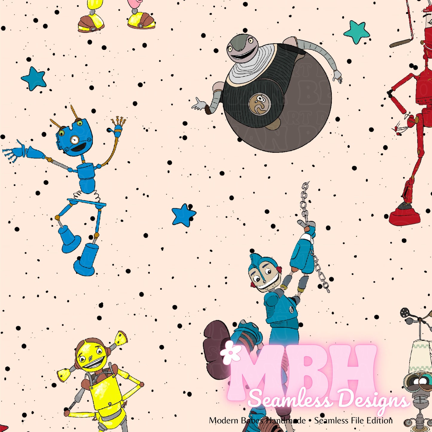 Robots Starry Spex ASSORTED COLORWAYS Seamless Pattern