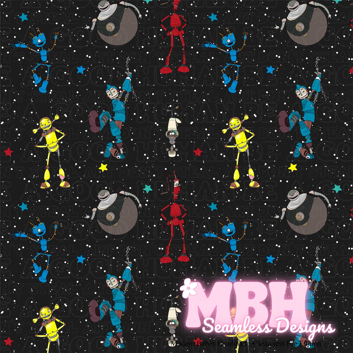 Robots Starry Spex ASSORTED COLORWAYS Seamless Pattern