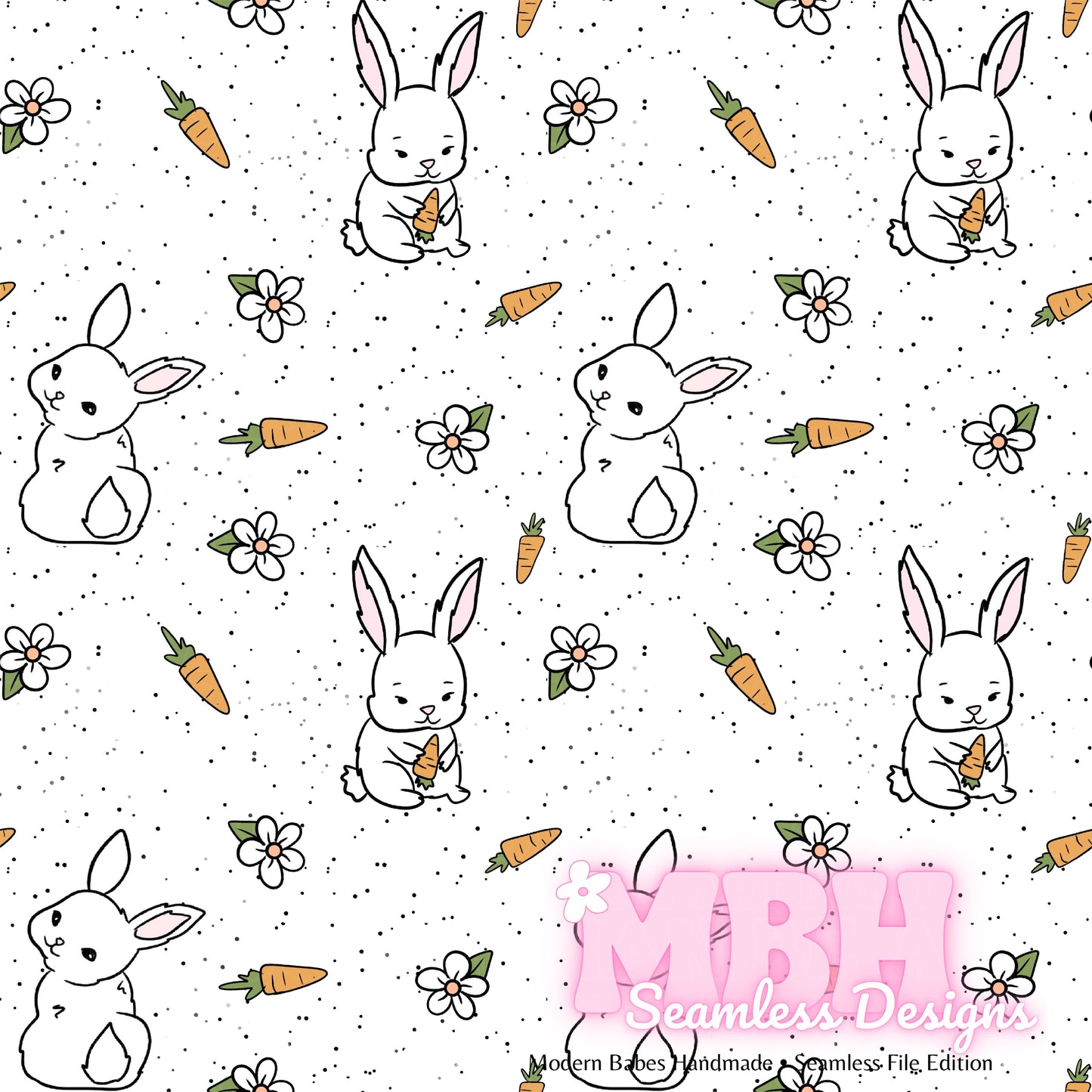 Daisy Rabbit Spex Seamless Pattern Multiple Colorways