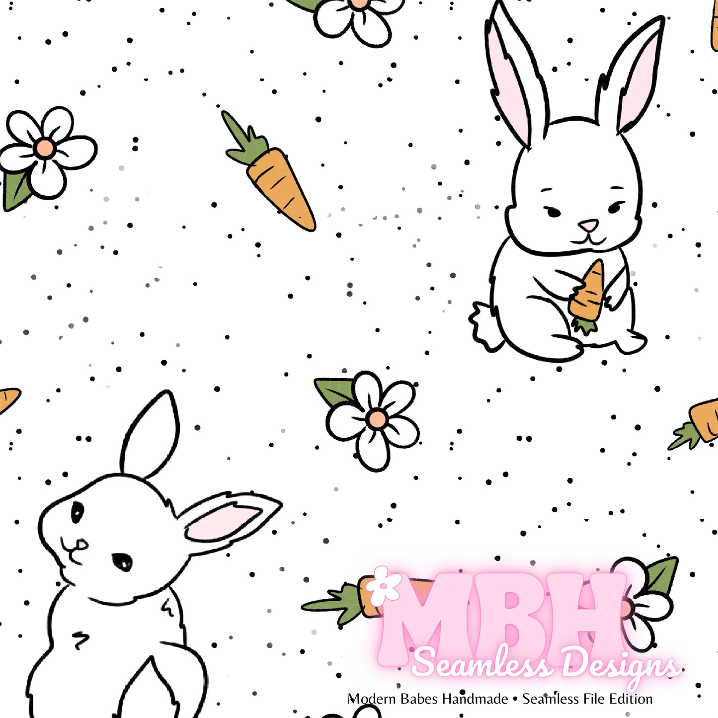 Daisy Rabbit Spex Seamless Pattern Multiple Colorways