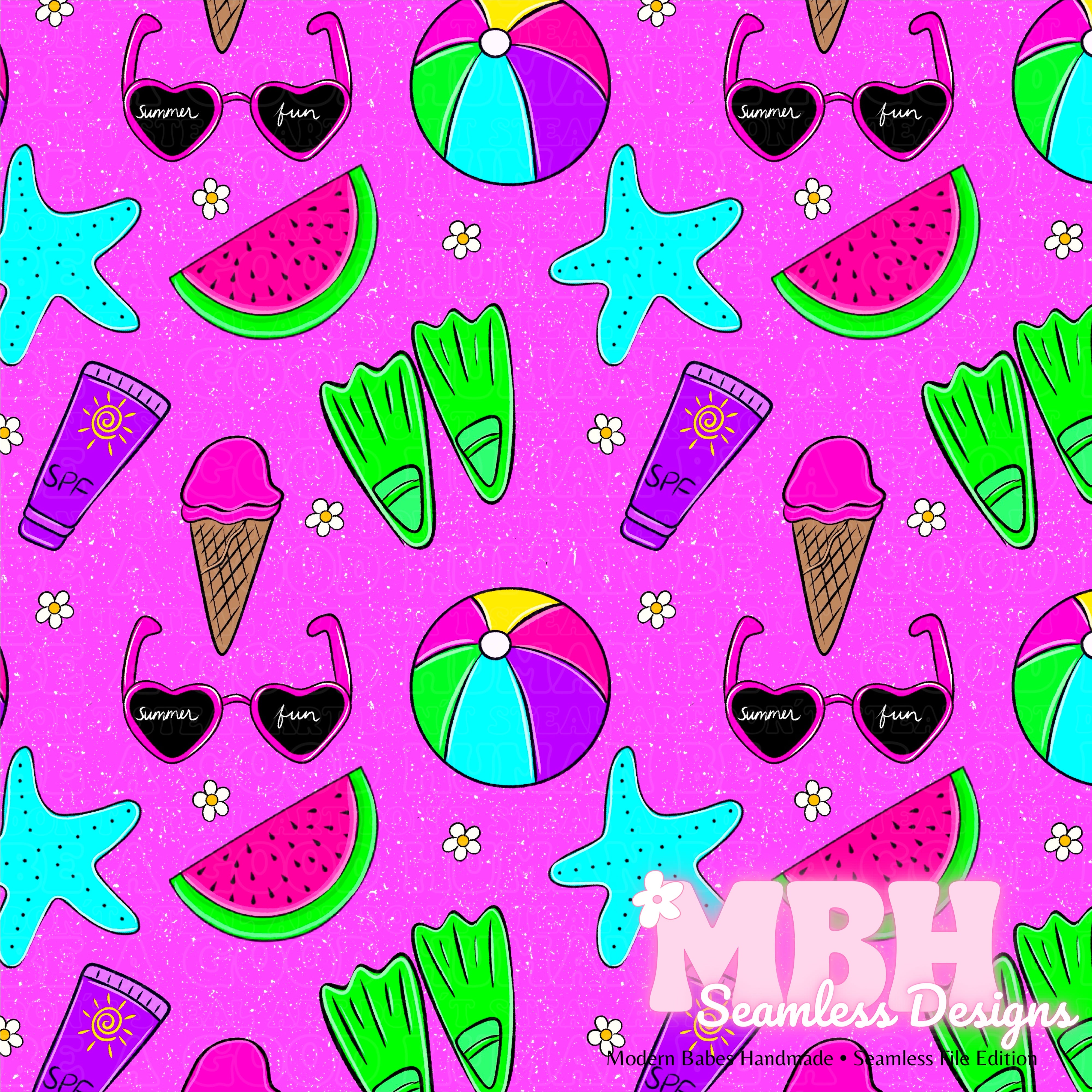 Summer Fun Pattern Summer Fun SAFE SWIM Seamless Pattern – MBH Seamless Designs