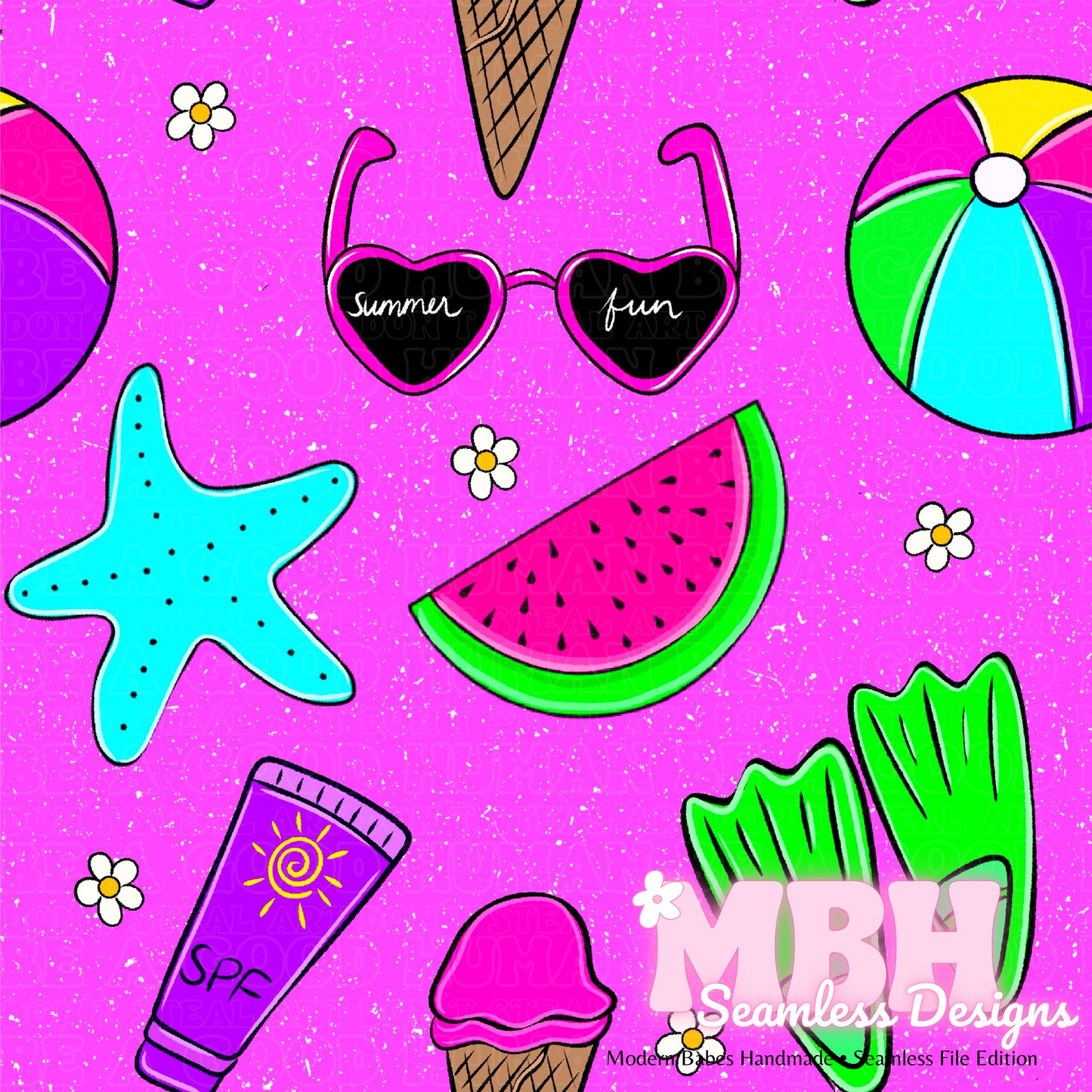 Summer Fun SAFE SWIM Seamless Pattern