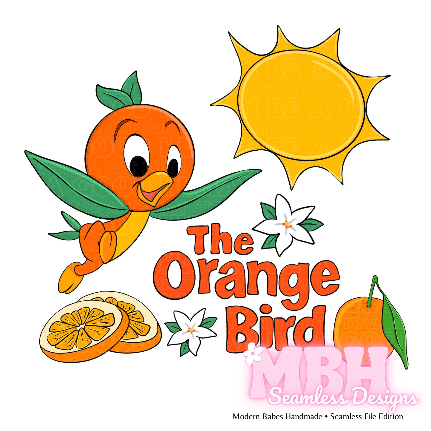 The Orange Bird Seamless Pattern & PNG MULTIPLE COLORWAYS