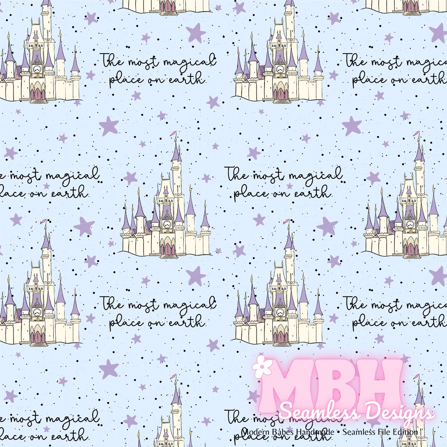 Starry Magical Castle Seamless Pattern MULTIPLE COLORWAYS