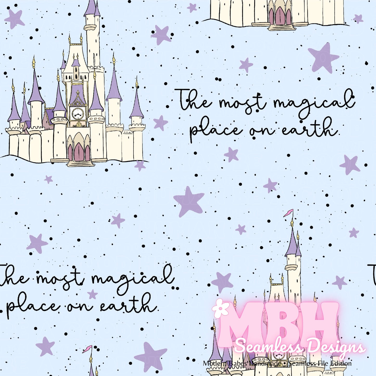 Starry Magical Castle Seamless Pattern MULTIPLE COLORWAYS