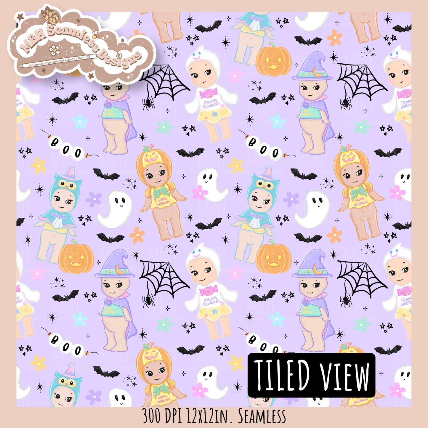 Sonny Angels Halloween Seamless Pattern // Assorted Colorway Options