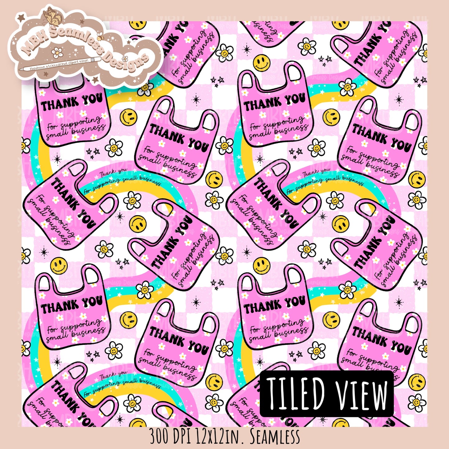 Rainbow Shop Small Seamless Pattern // PNG // Assorted Colorway Options