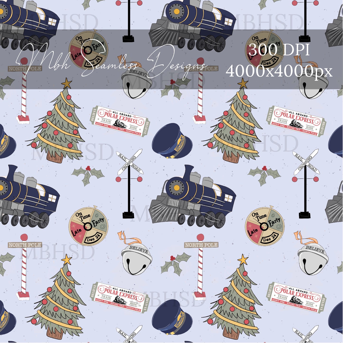 Polar Express Seamless Pattern