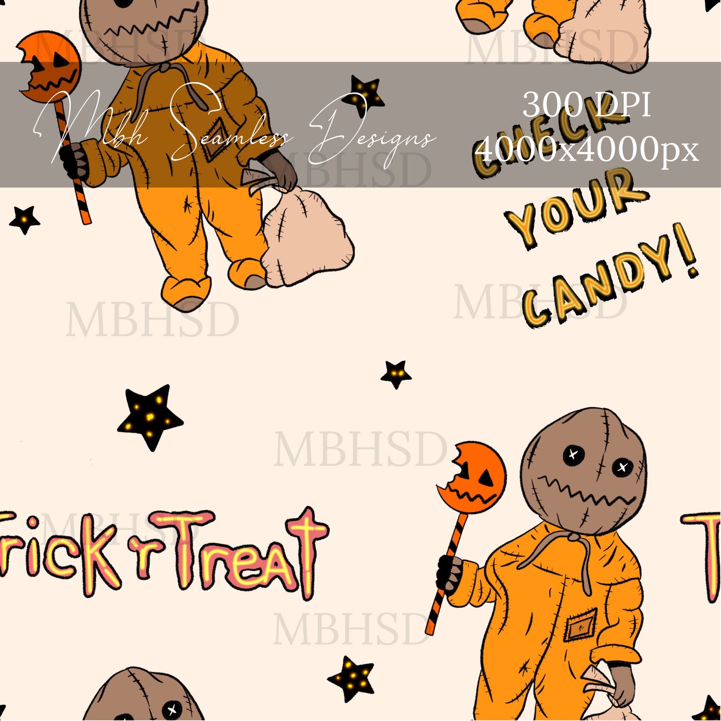 Trick or Treat Sam Seamless Pattern