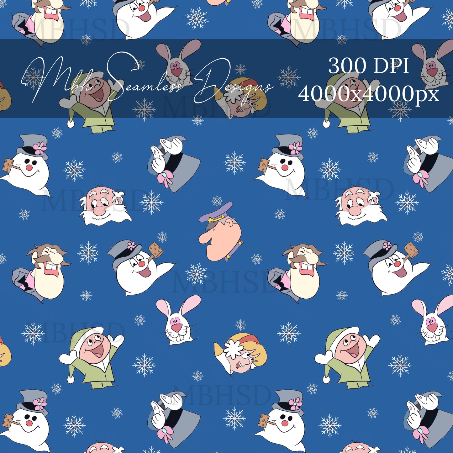 Frosty Snowflakes 2 Colors Seamless Pattern