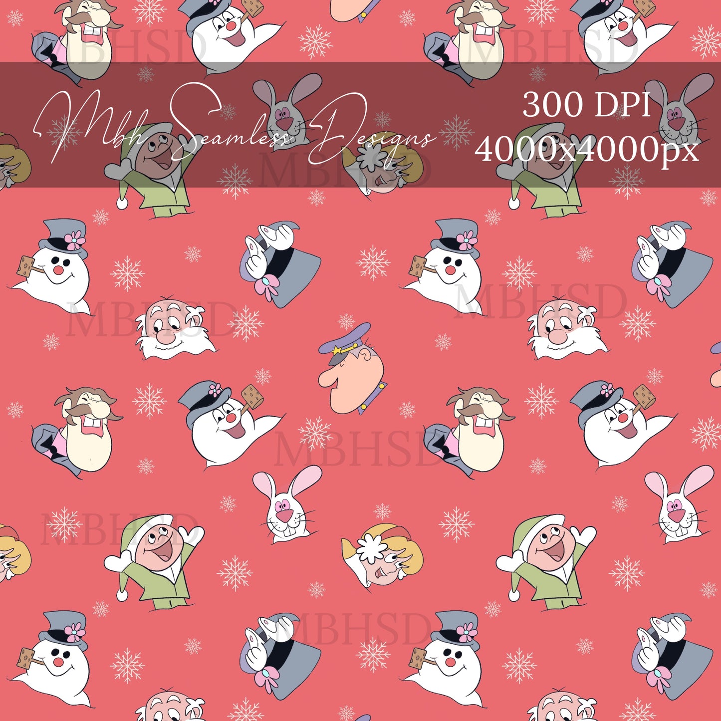 Frosty Snowflakes 2 Colors Seamless Pattern