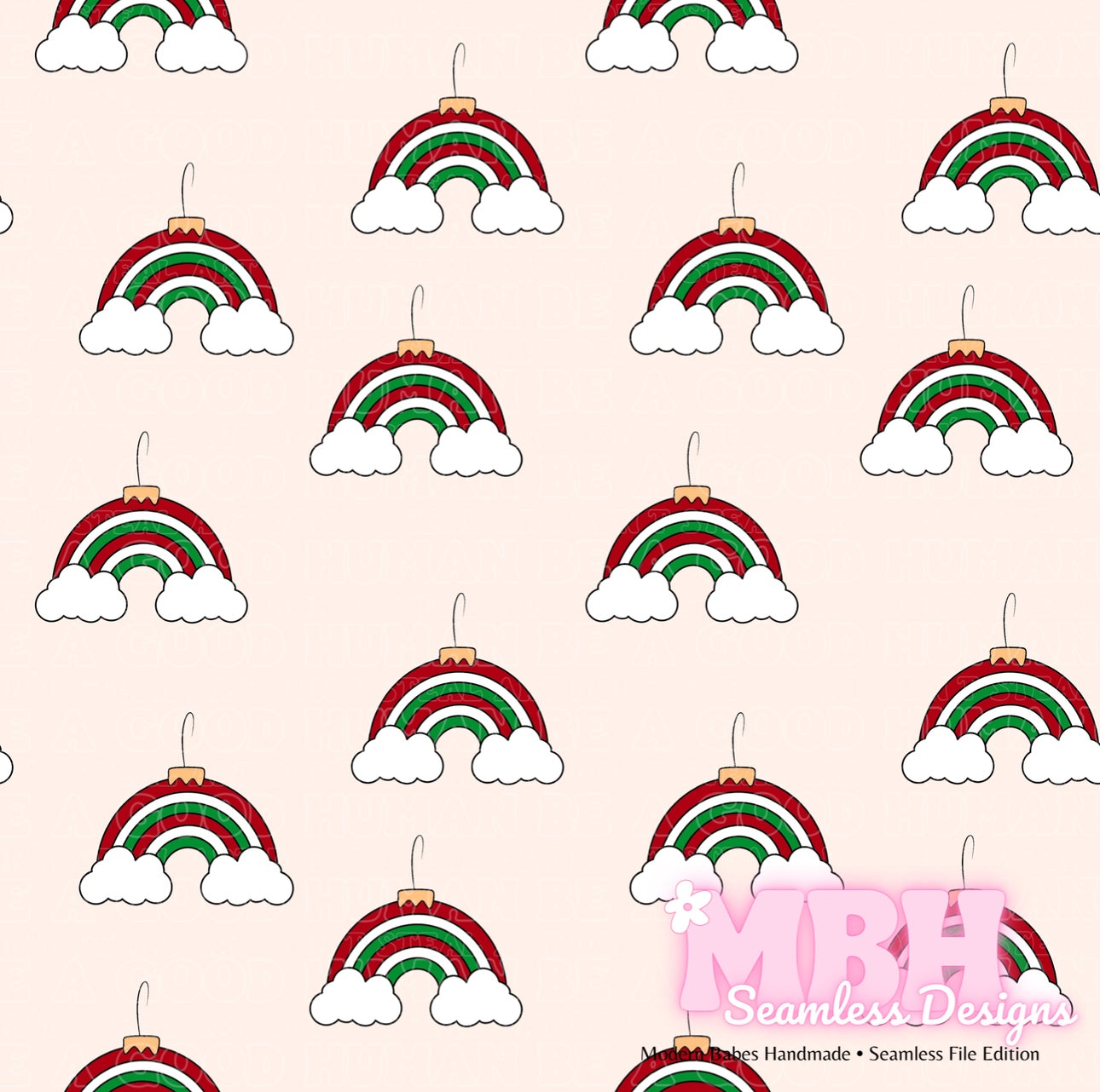 Chistmas Rainbow Ornaments Seamless Pattern