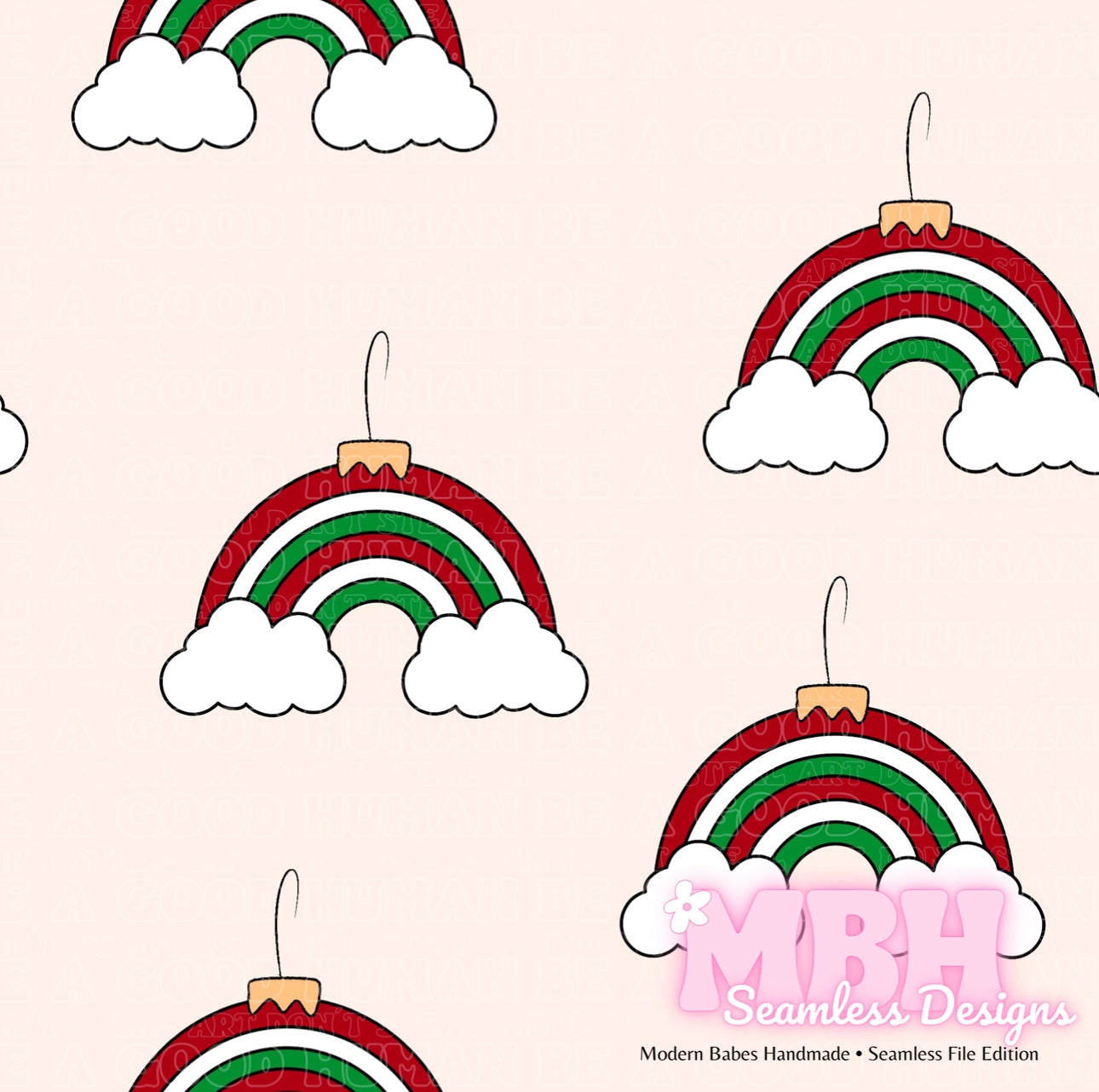 Chistmas Rainbow Ornaments Seamless Pattern