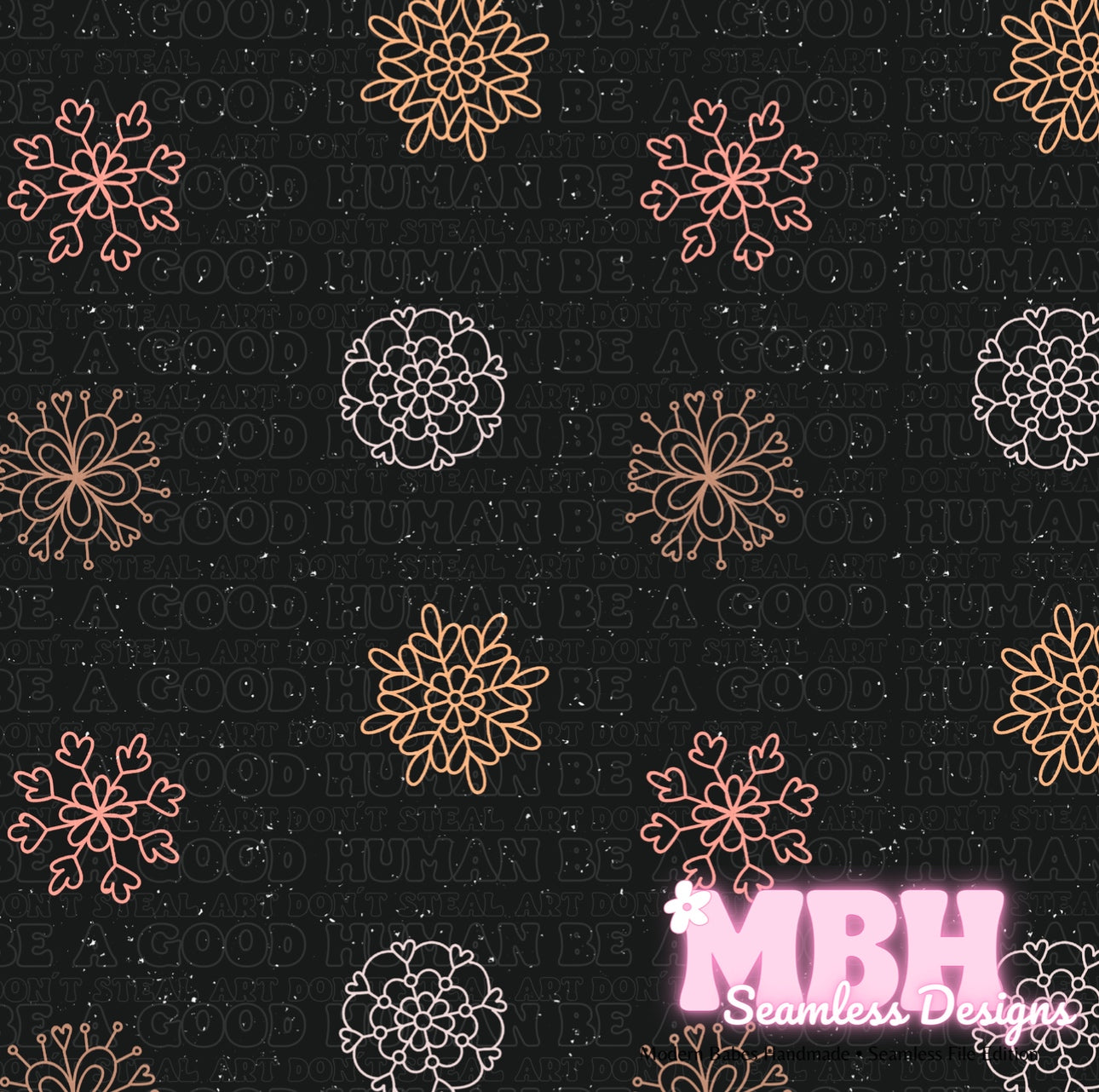 Dusty Boho Snowflakes Seamless Pattern