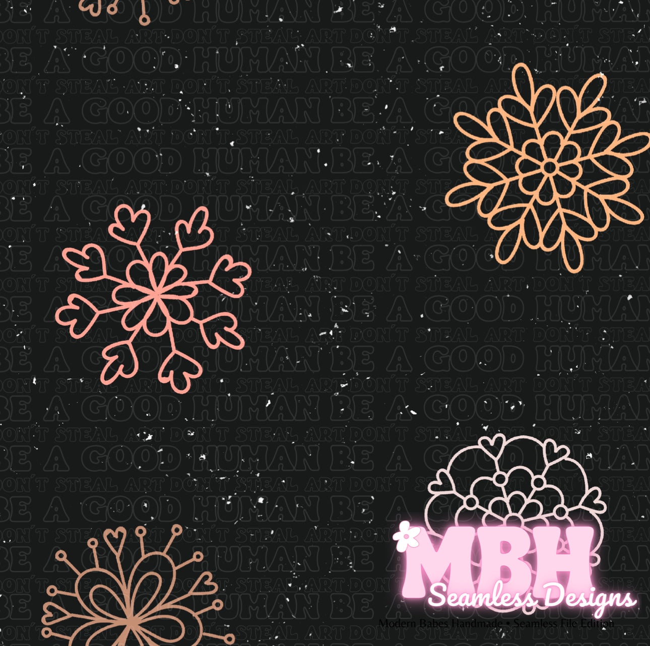 Dusty Boho Snowflakes Seamless Pattern