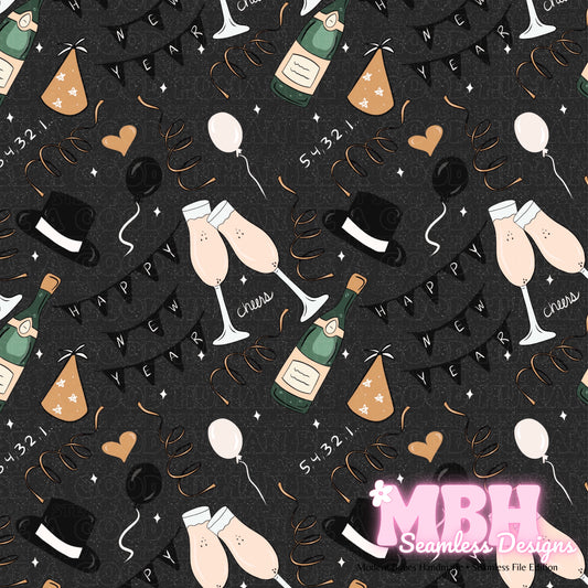 Midnight New Years Seamless Pattern