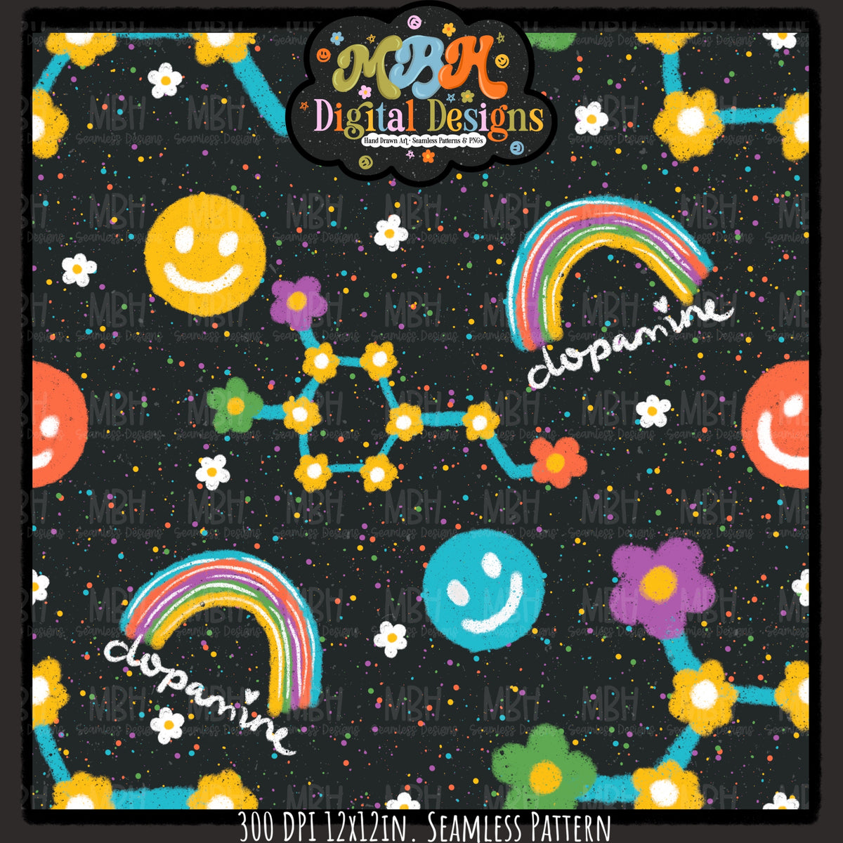 Hextober Day 6 • Dopamine Seamless Pattern // PNG (Hextober files are not available in drives.)