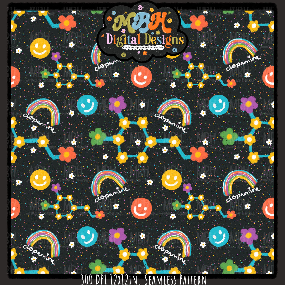 Hextober Day 6 • Dopamine Seamless Pattern // PNG (Hextober files are not available in drives.)