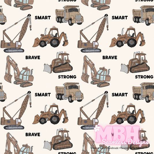 Neutral Construction Vehicles Seamless Pattern