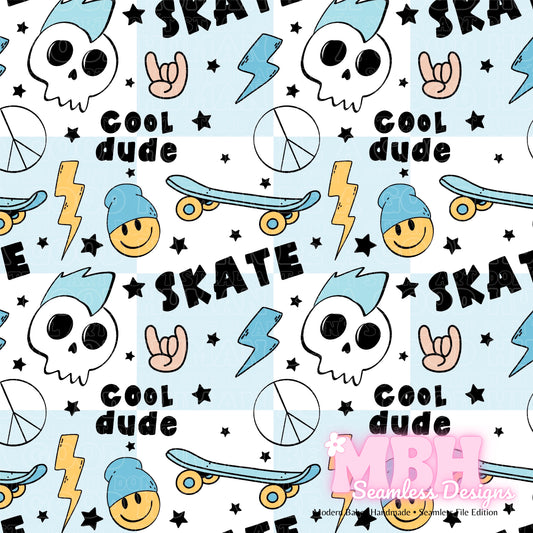 Skater Boy Cool Dude Chex Assorted Colorways Seamless Pattern