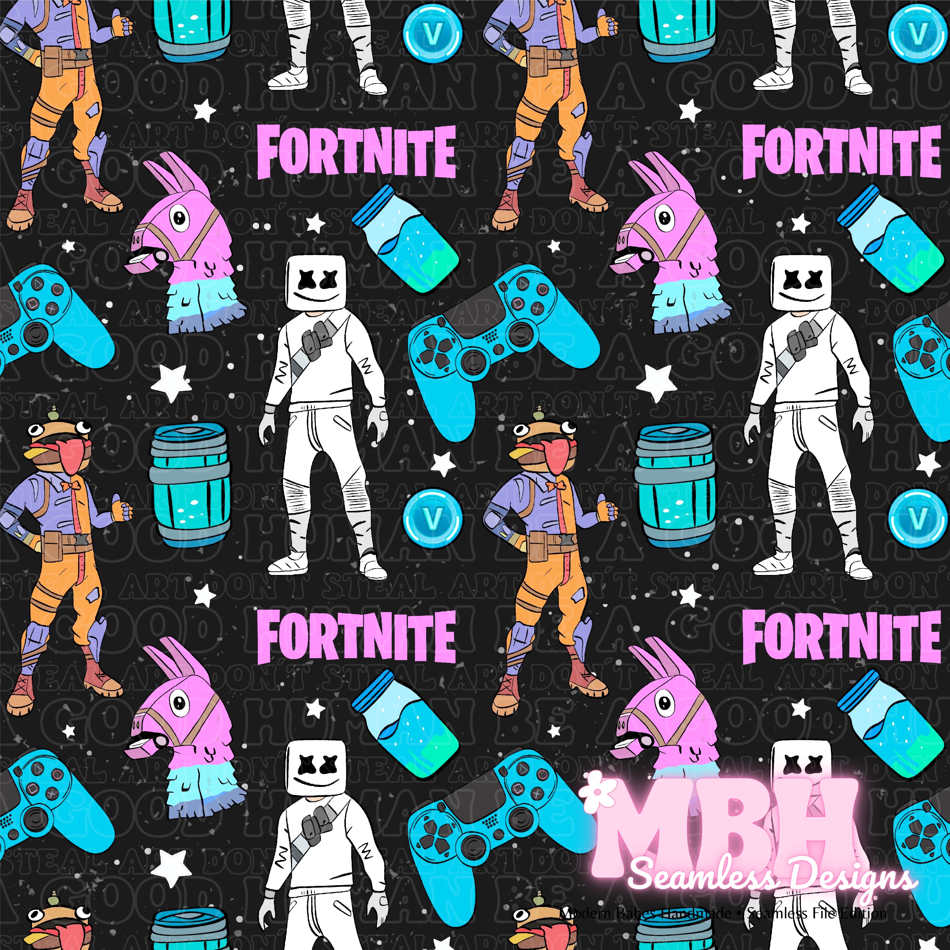 Fortnite Midnight Spex Seamless Pattern โ MBH Seamless Designs
