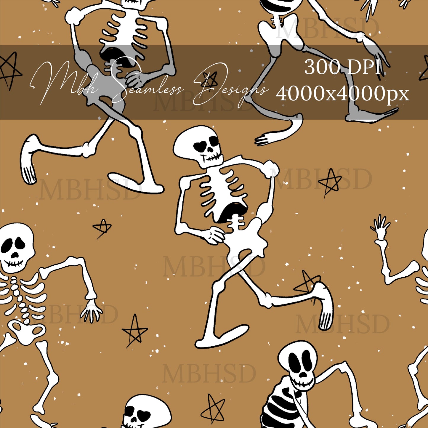 Vintage Mouse Haunted House Skeletons Dijon Seamless Pattern