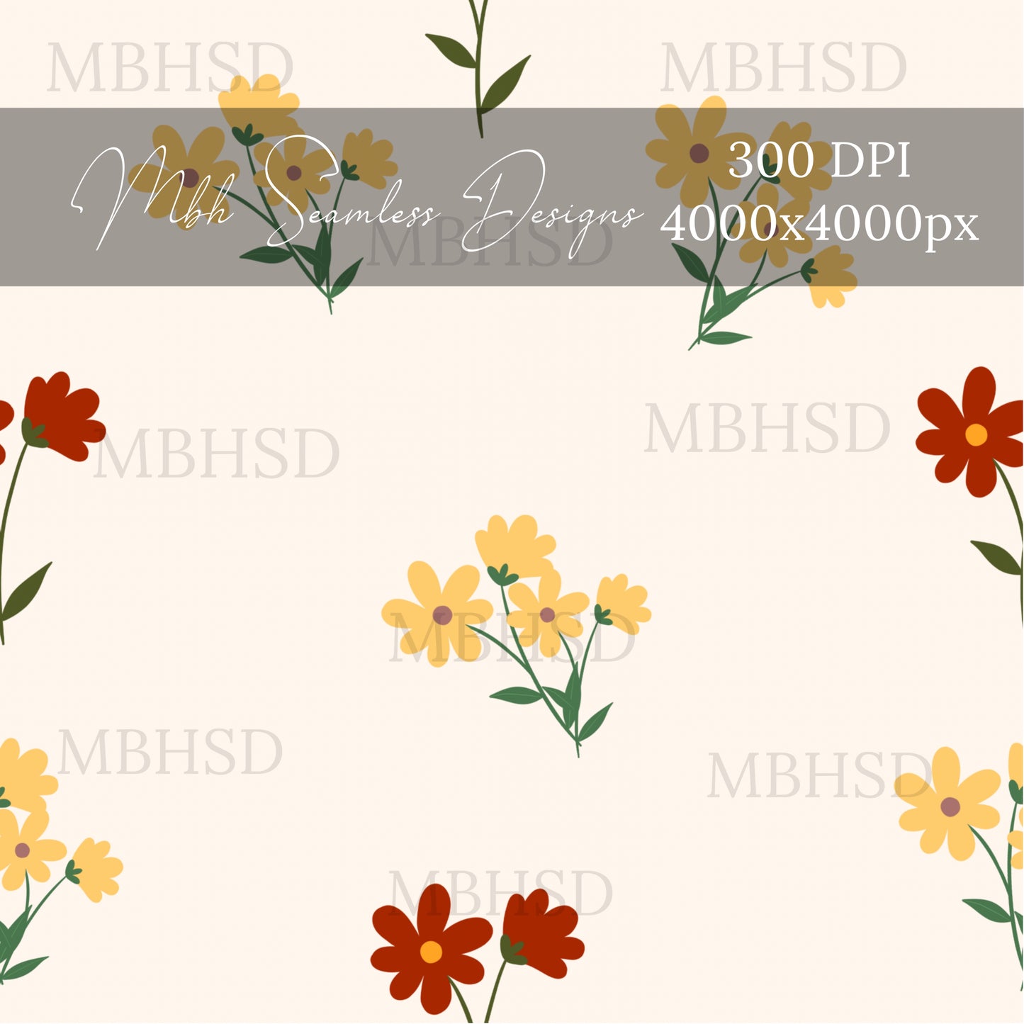 Yellow Dainty Floral Seamless Pattern