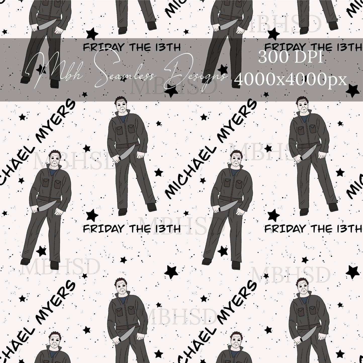 Myers Friday the 13th Seamless Pattern