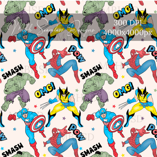 Starry Avengers Seamless Pattern