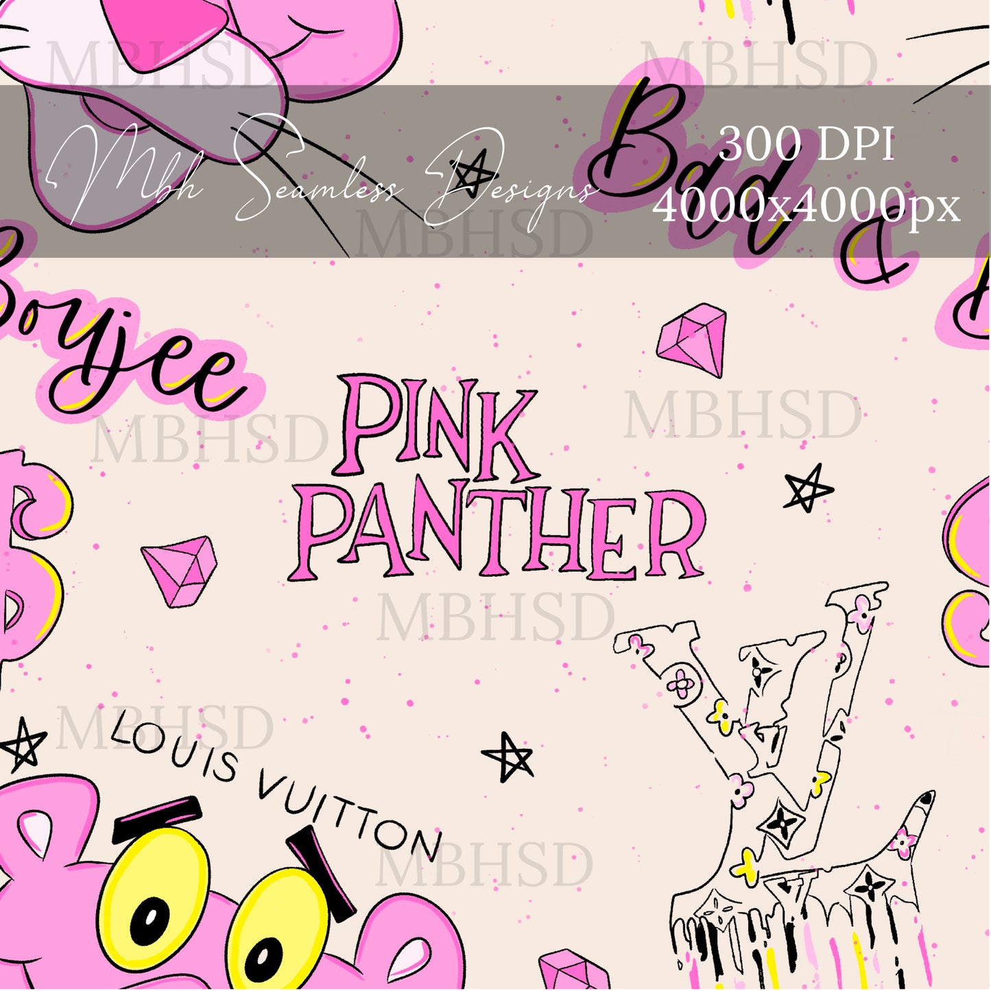 Boujee Pink Panther Seamless Pattern