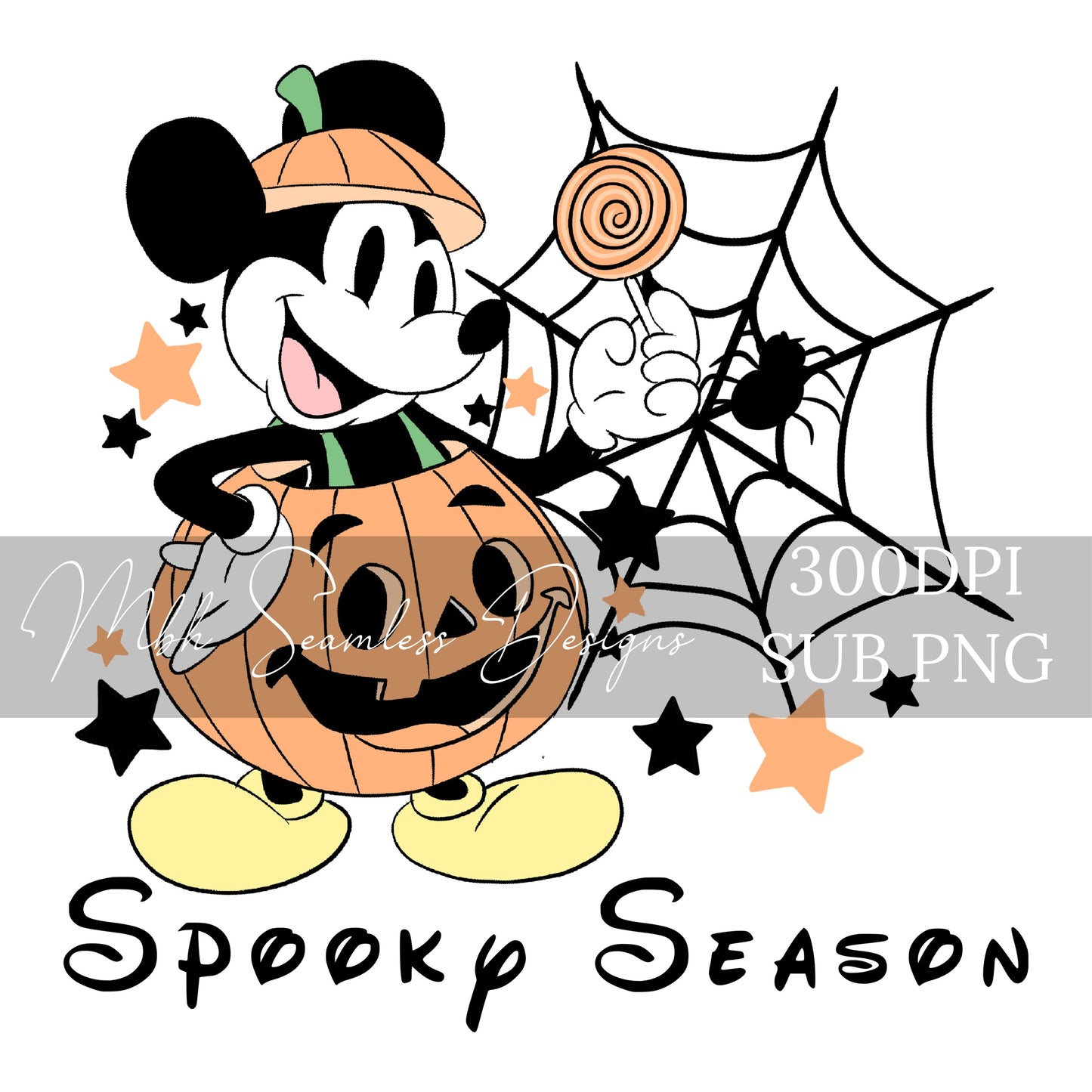 Boho Pumpkin Mickey Seamless Pattern