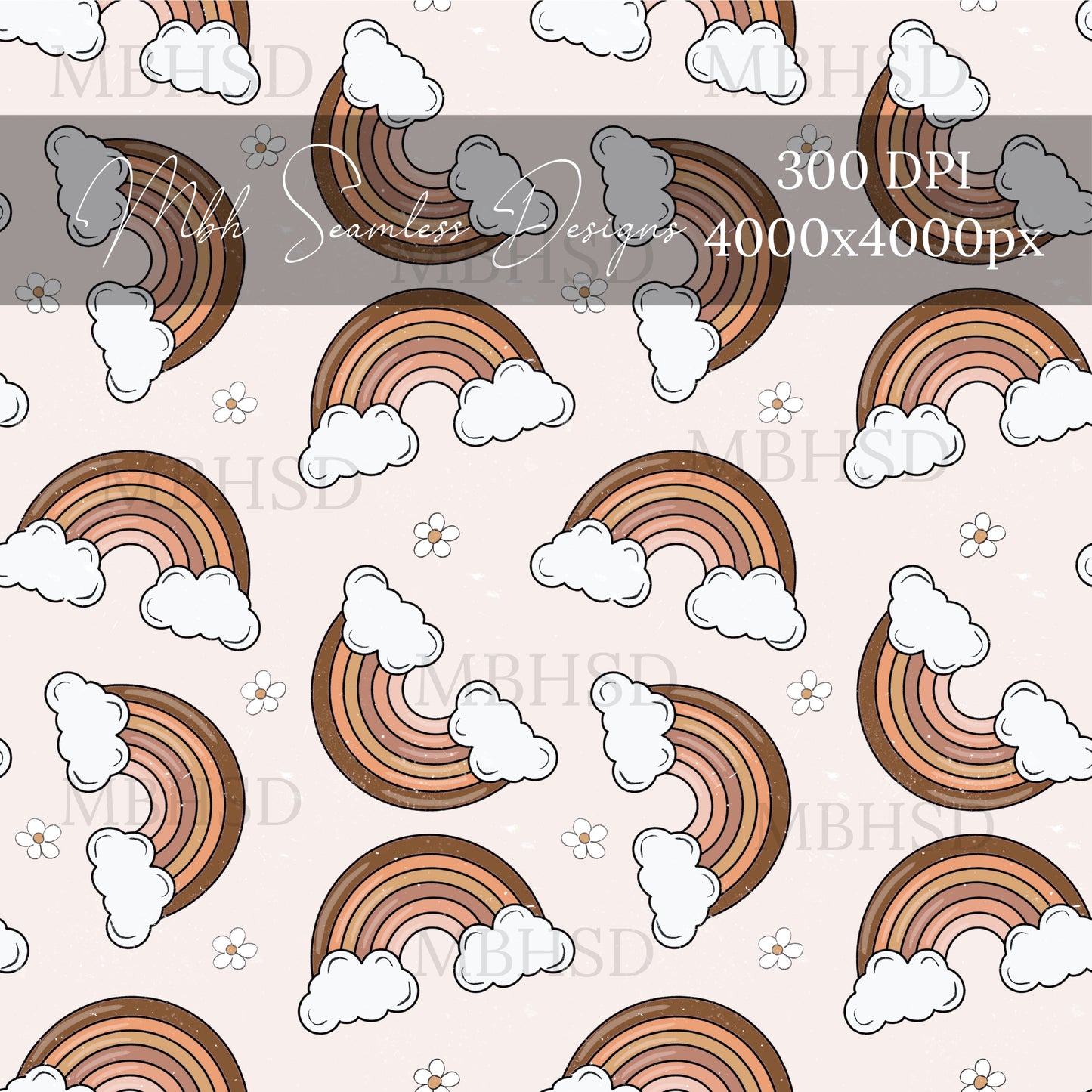 Earthy Boho Rainbows Seamless Pattern