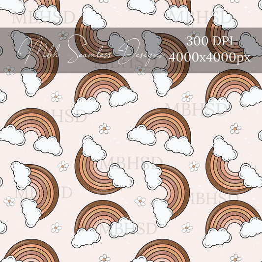 Earthy Boho Rainbows Seamless Pattern