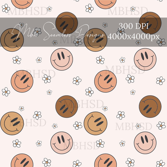 Earthy Boho Smilies Seamless Pattern