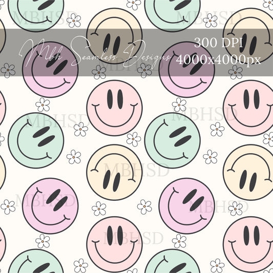 Pastel Smilies • 3 Colorways Seamless Pattern