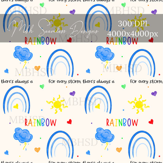 Rainbow Storm Hearts Seamless Pattern
