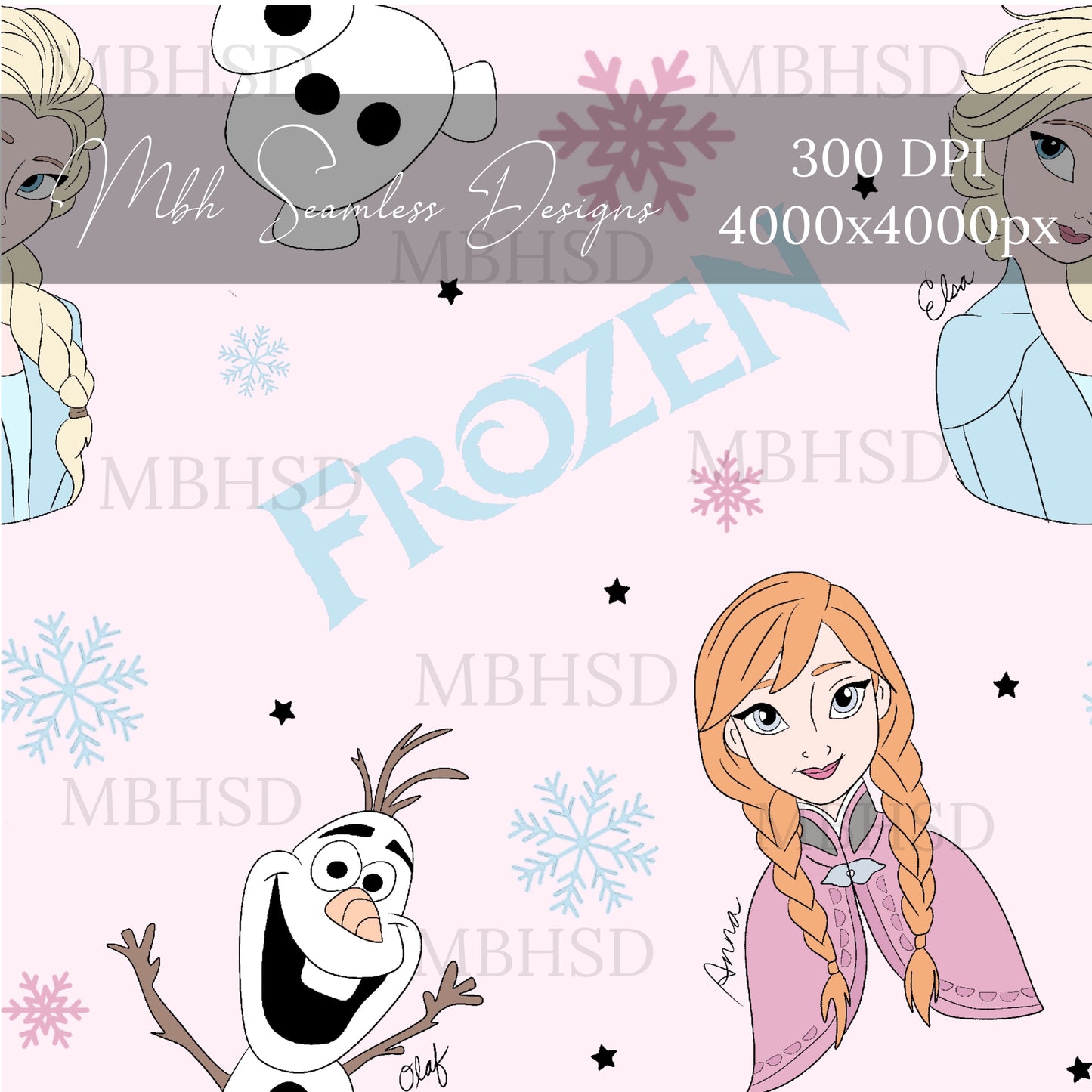 Frozen Names Seamless Pattern