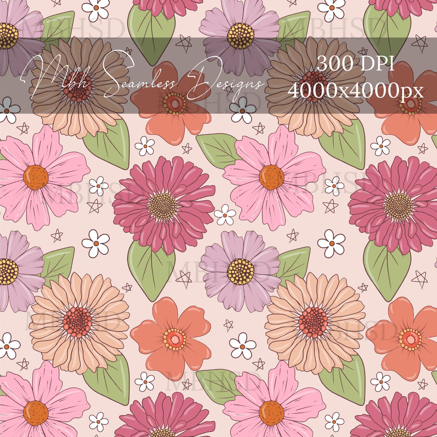Starry Fall Floral ASSORTED COLORWAYS Seamless Pattern