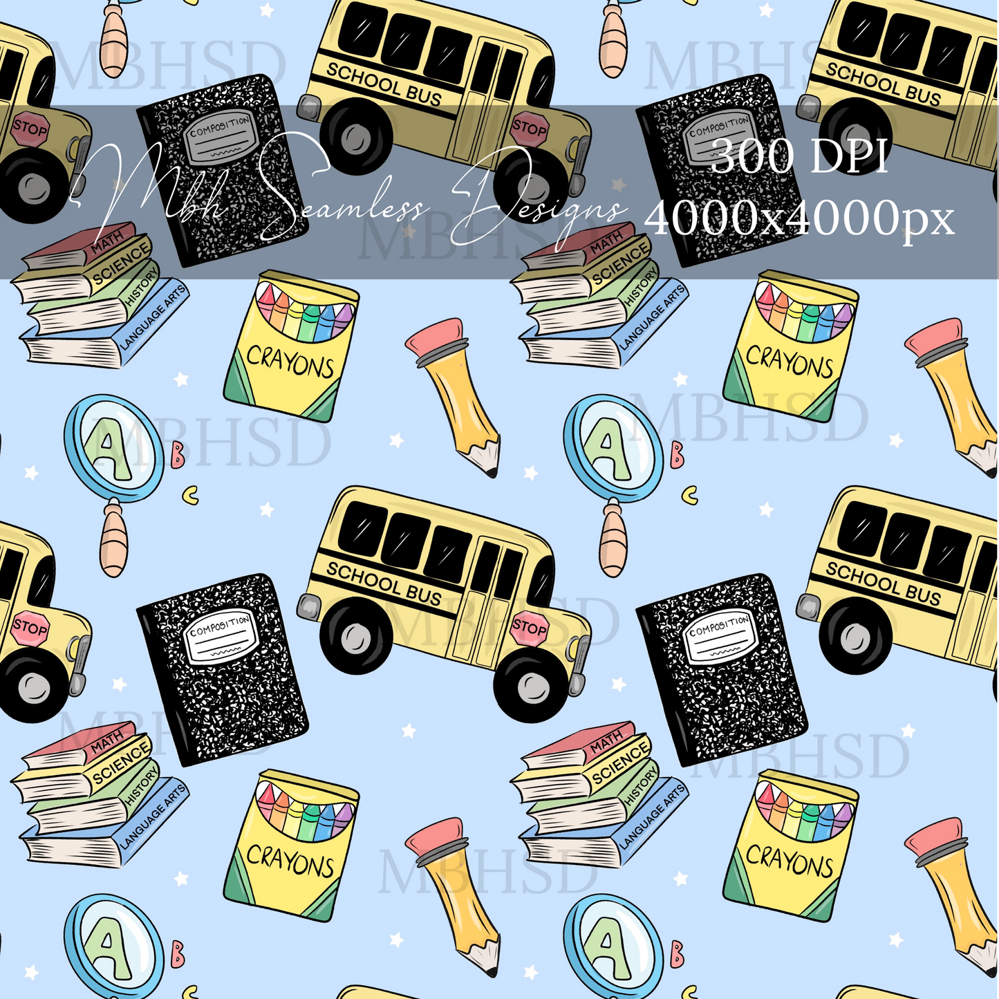 Back To School 3 Colorways Seamless Pattern