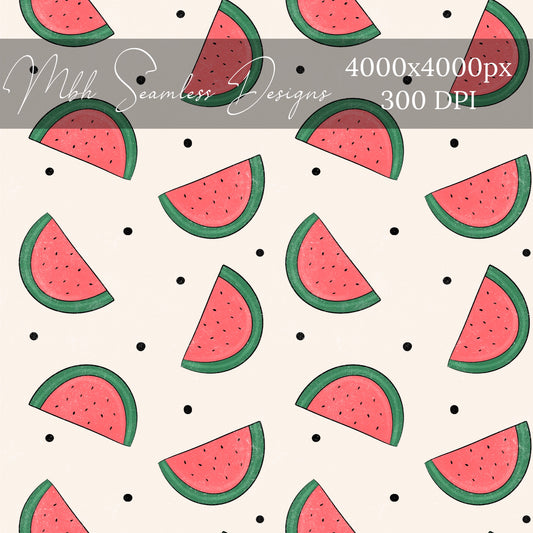 Watermelon Summer Dots Seamless Pattern