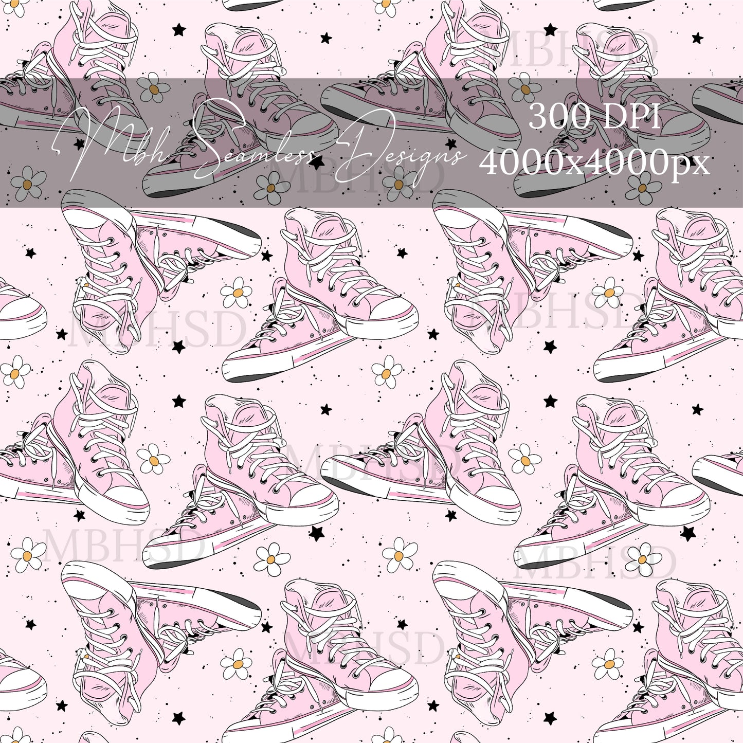 Boho Daisy Chucks 3 Coloways Seamless Pattern