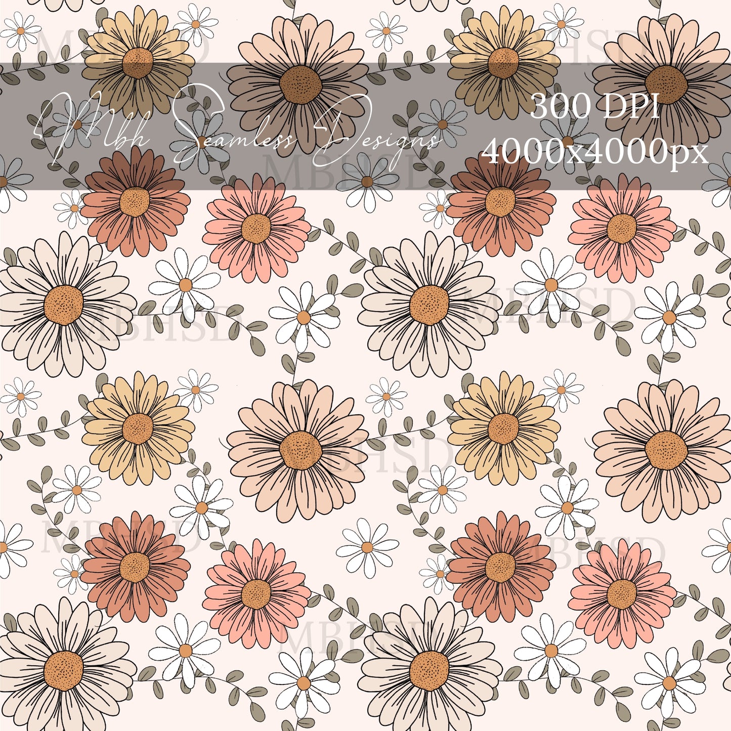 Autumn Daisies Seamless Pattern