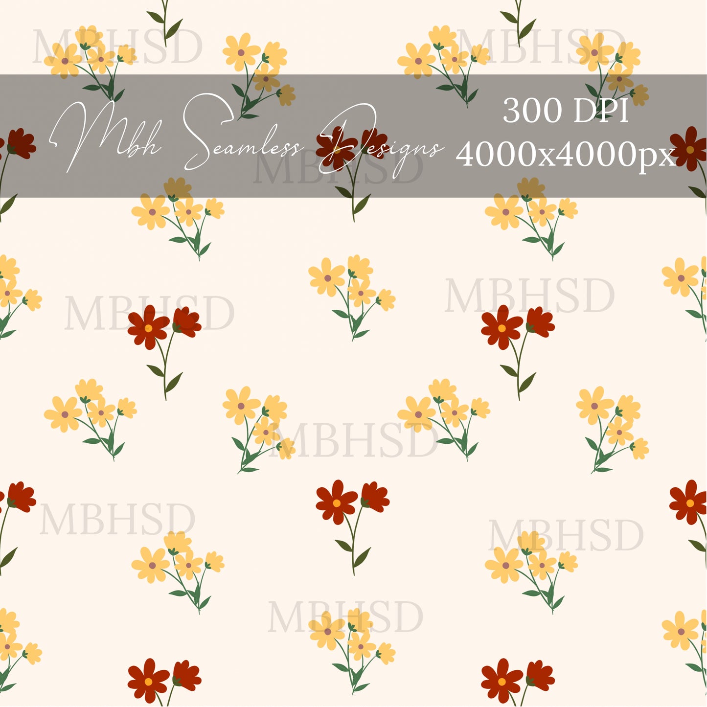 Yellow Dainty Floral Seamless Pattern